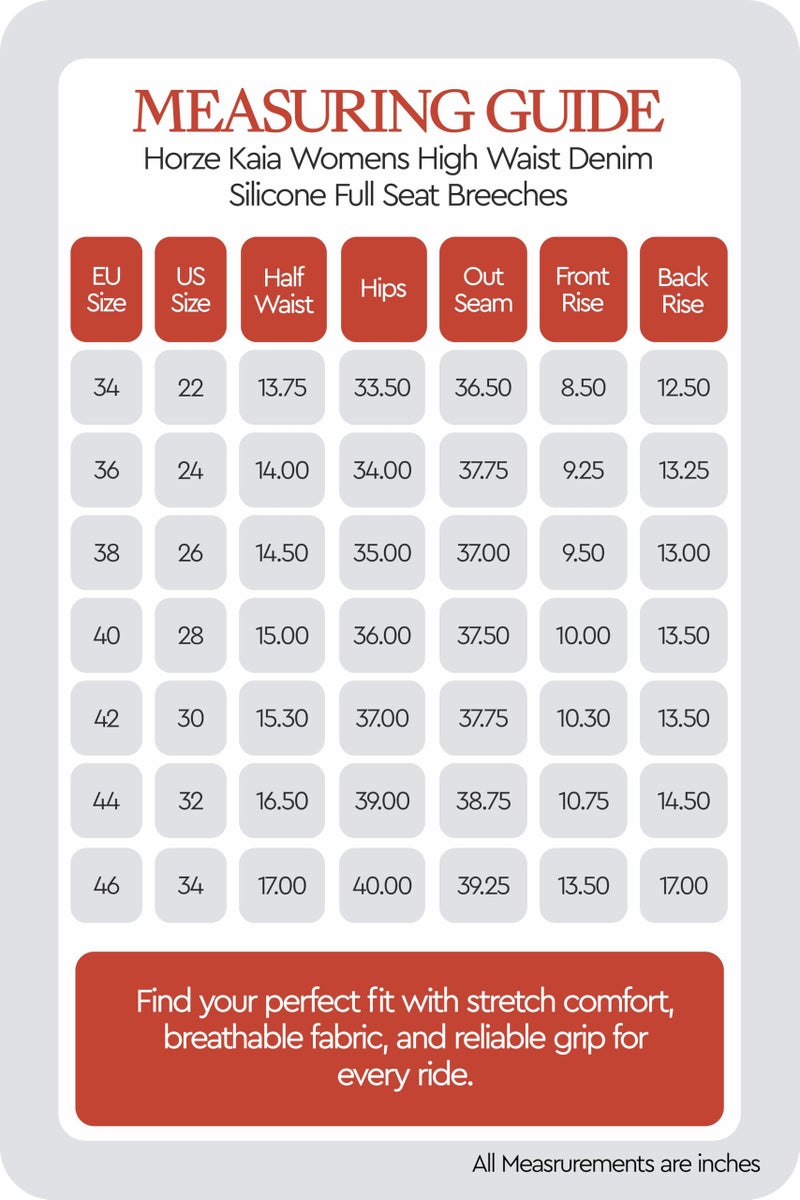 HORZE Kaia Womens Denim Horse Riding Pants | High Waist Silicone Full Seat Breeches - Dark Blue - 26 - Image 3